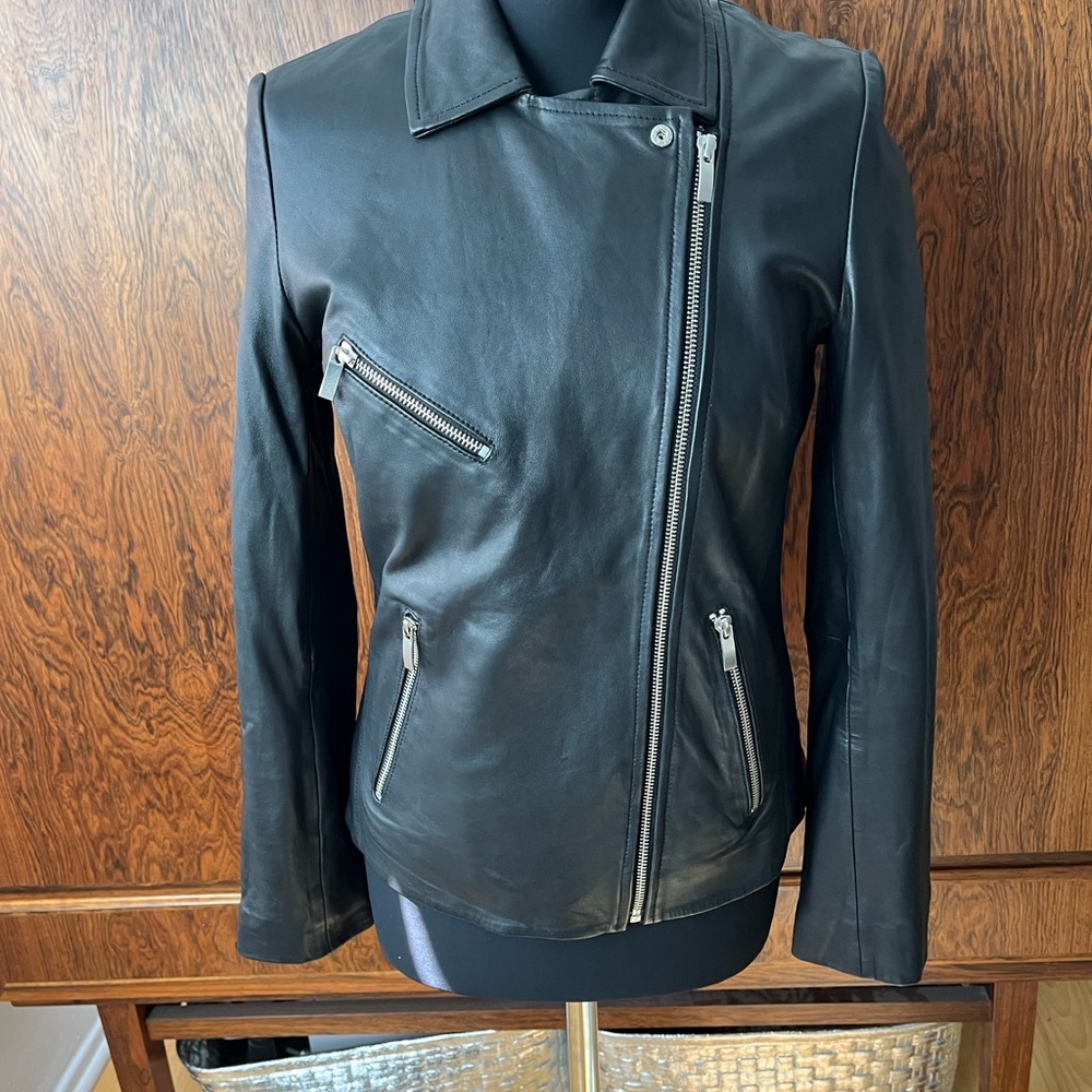 REISS moto leather jacket US6